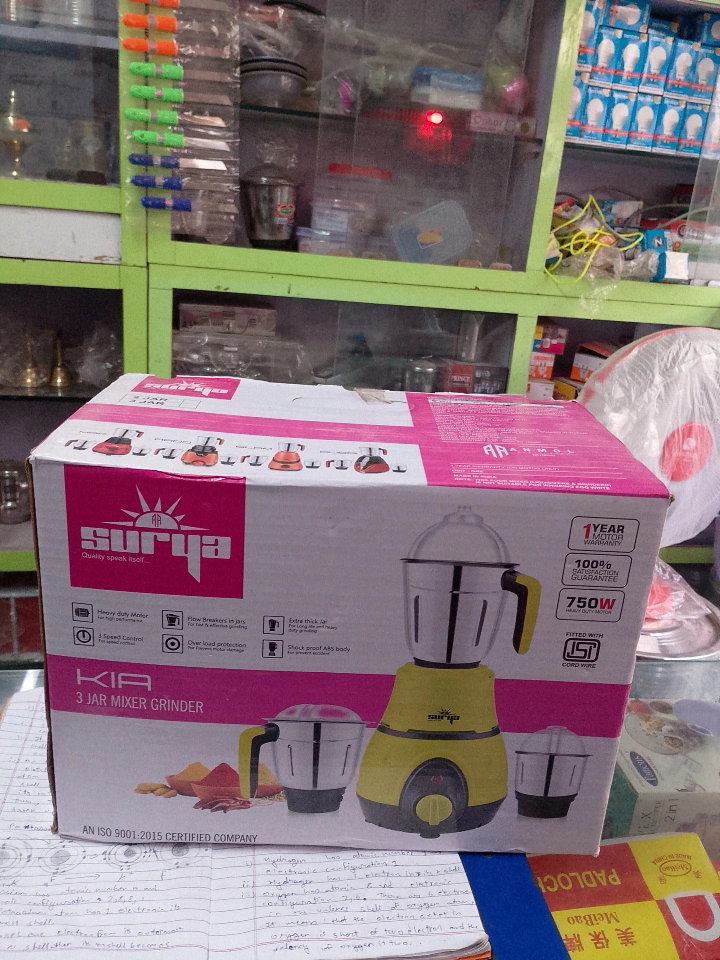 Surya Mixer Grinder 750 Watt Jars - Main Image