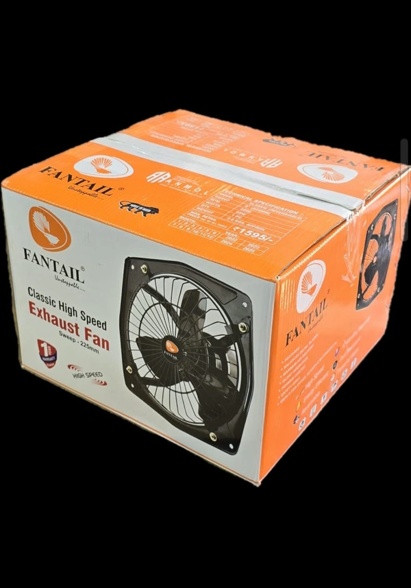 Fantail Exhaust Fan 9 Inch High Speed Pvc - Black