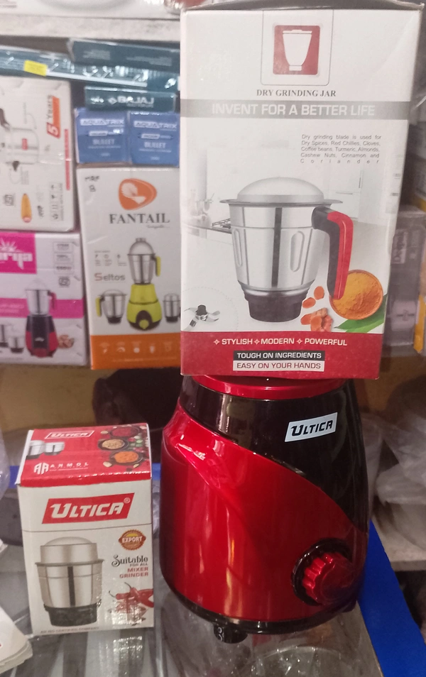 Ultica Power Full Mixer Grinder 3 Jar 850watt Copper Winding  - Red