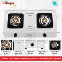 Surya Lpg Gas Stove Mini Body 2 Burner Brass Stainless Steel Both Side Nozzle Available 