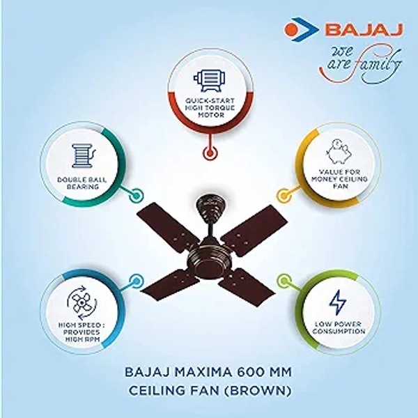 Bajaj Ceiling Fan Model Maxima 4 Blades 24 Inch 600 mm - Brown