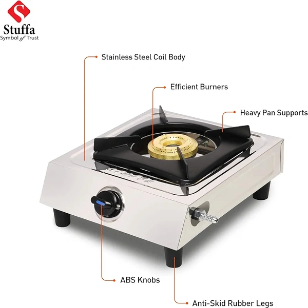 Surya Lpg Gas Stove 1 Burner Brass Stainless Steel Body 