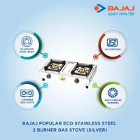 Bajaj Lpg Gas Stove 2 Burner Brass Stainless Steel Body Model Bajaj Popular Eco