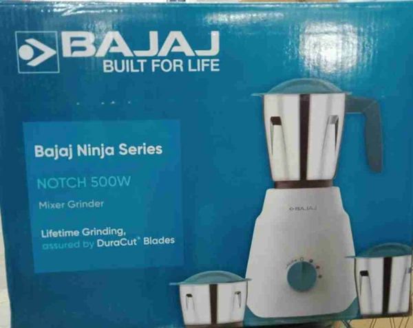 Bajaj Ninja Series Notch Mixer Grinder 3 Jar 500w French Blue Colour 