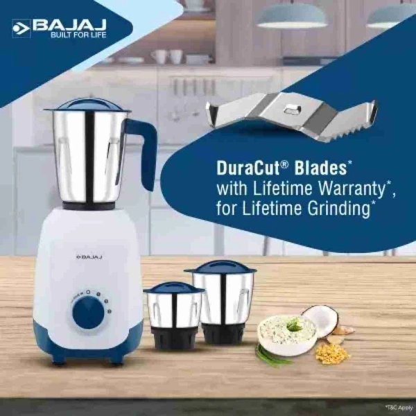Bajaj Ninja Series Notch Mixer Grinder 3 Jar 500w French Blue Colour 