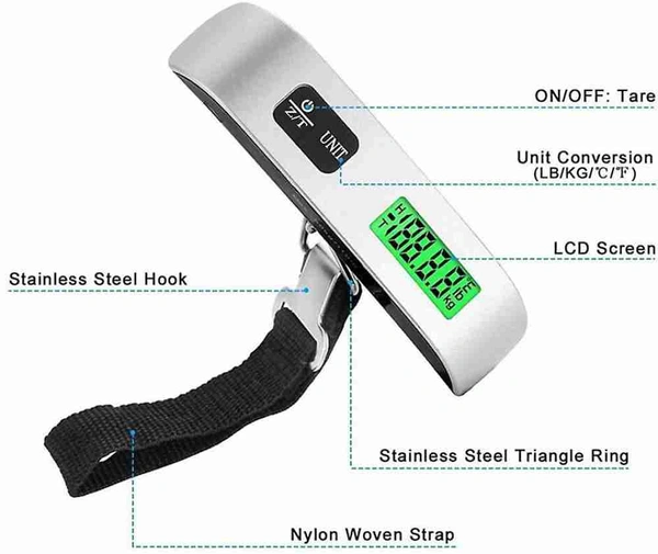 Portable Electronic Luggage Scale, Home Travel Charging Luggage Scale - Black