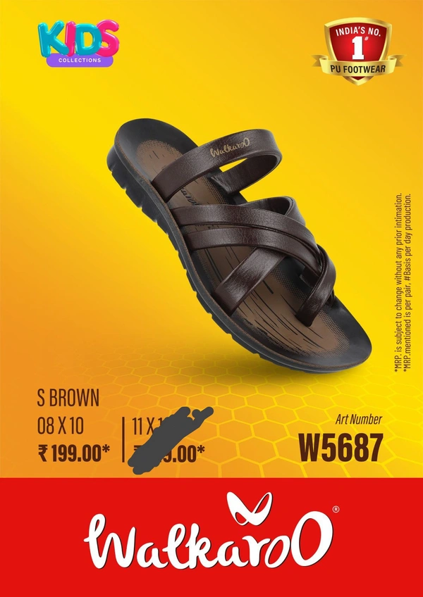 WALKAROO MEN CROSS STRAP SLIDE SANDALS - W5687 BROWN - Brown, UK - 6 7 8 9 10 11 12