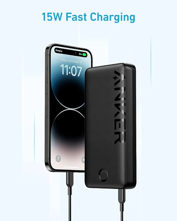 Anker Power Bank, 325 Portable Charger (PowerCore 20K II), 20,000mAh Battery Pack with 2-Port, 15W High-Speed Charging for iPhone, Samsung Galaxy, and More - Black
