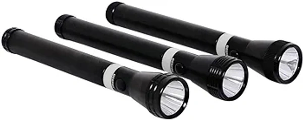 GEEPAS3-in-1 Rechargeable LED Flashlight CREE LED Aluminum Body with Rubber Blow Ni-Cd Battery GFL4622N Black 26.5 cm 2 YEARS WARRANTY  - Black
