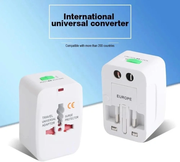 All-In-One Universal Travel Adapter Plug White - White