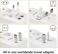 All-In-One Universal Travel Adapter Plug White - White