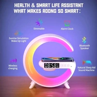 Multifunction Wireless Charger Pad Stand Speaker TF RGB Night Light 15W Fast Charging Station For IPhone, Samsung, Xiaomi - White