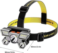Brand: GenericHeadlamp USB Rechargeable Head LED Lamp Ultra Bright Head Flashlight 5 LED 4 Modes Waterproof Powerful Head Lamp Headlight Lantern for Outdoors Camping Hiking Hunting Fishing Cycling Running Walking - Blue