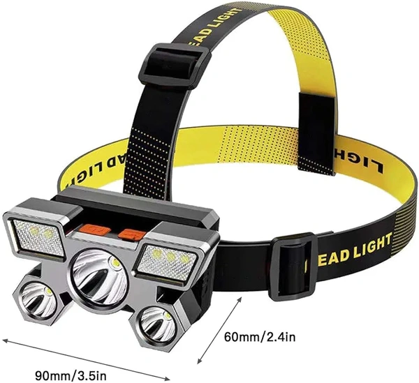 Brand: GenericHeadlamp USB Rechargeable Head LED Lamp Ultra Bright Head Flashlight 5 LED 4 Modes Waterproof Powerful Head Lamp Headlight Lantern for Outdoors Camping Hiking Hunting Fishing Cycling Running Walking - Blue