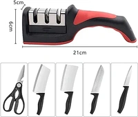 Knife Sharpener Stainless Steel 3 Slots Diamond, Ceramic, Tungsten for Repair, Sharpen, Polish Blades -Manual Kitchen Knife Blade Sharpening Tool with Detachable Non Slip and Ergonomic Design