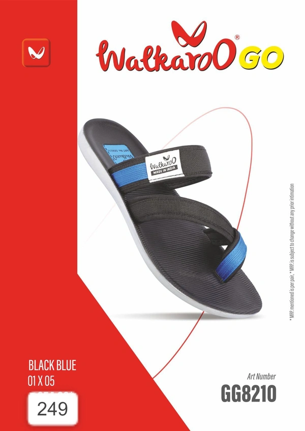 WALKAROO Men Black Sandal - Black, SIZE UK - 6 7 8 9 10