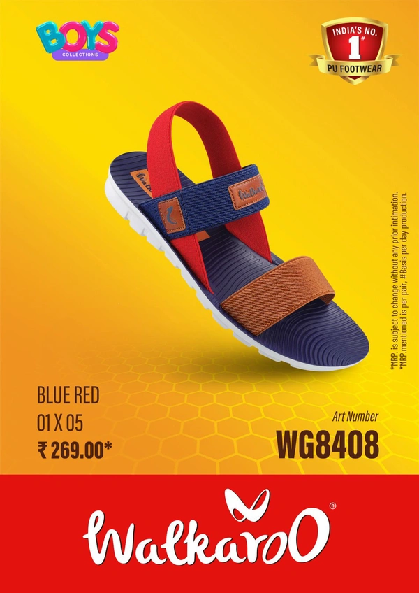WALKAROO ONEDERS Sling Back Sports Sandals For Boys  (Blue) - Blue, SIZE UK - 1 2 3 4 5
