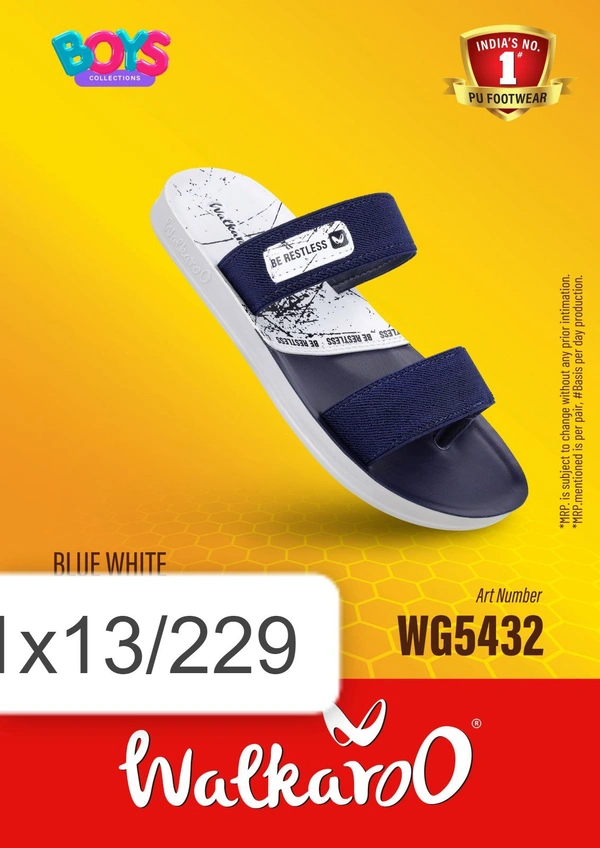 WALKAROO MEN SANDALS - WG5432 BLUE WHITE - Navy Blue, SIZE UK - 11 12 13