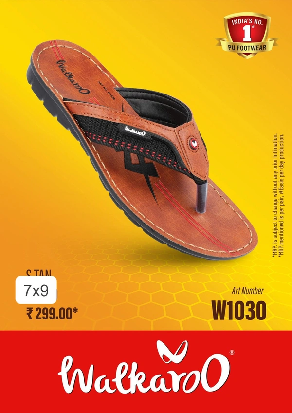 WALKAROO MEN SANDALS - W1030 S TAN - Brown, SIZE UK - 7 8 9