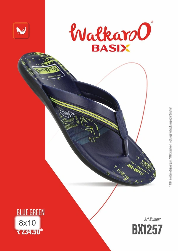 Men PU Gents Slipper Walkaroo Basix BX1257 - Navy Blue, SIZE UK - 8 9 10