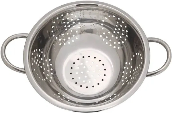Stainless Steel Holes Washing Rice Sieve Strainer Fruits Vegetable Drain Bowl,24cm,Kitchen Tool