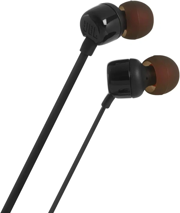 Jbl Tune 110 Wired In-Ear Headphones, Deep And Powerful Pure Bass Sound, 1-Button Remote/Mic, Tangle-Free Flat Cable, Ultra Comfortable Fit - Black, Blue , Jblt110Blk 2 Year Warranty - Blue