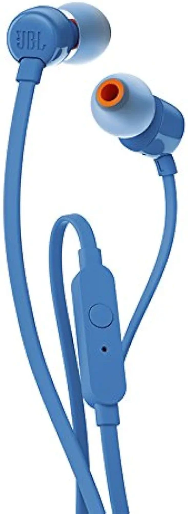 Jbl Tune 110 Wired In-Ear Headphones, Deep And Powerful Pure Bass Sound, 1-Button Remote/Mic, Tangle-Free Flat Cable, Ultra Comfortable Fit - Black, Blue , Jblt110Blk 2 Year Warranty - Blue