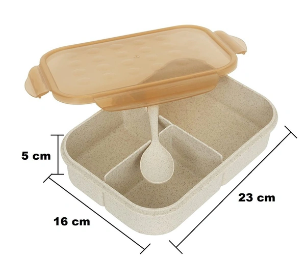 Lunch Box 3 Compartment With Spoon