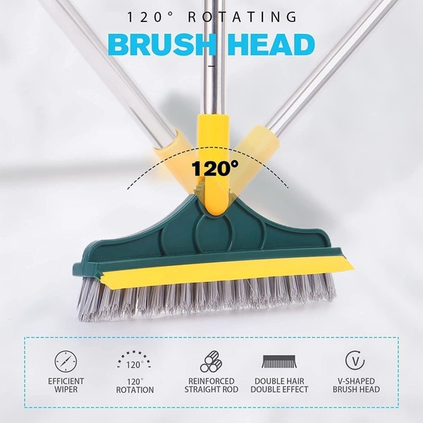justone choice 2 IN 1 Floor Brush Scrubber with Long Handle Plastic Wet and Dry Brush  (Multicolor)