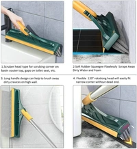 justone choice 2 IN 1 Floor Brush Scrubber with Long Handle Plastic Wet and Dry Brush  (Multicolor)