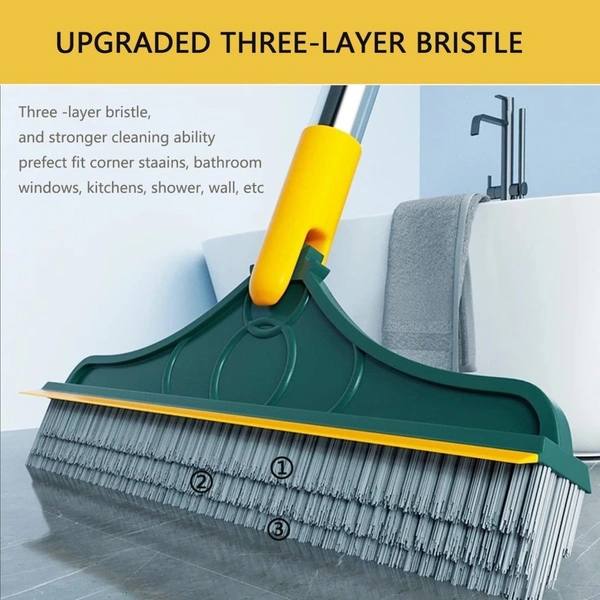 justone choice 2 IN 1 Floor Brush Scrubber with Long Handle Plastic Wet and Dry Brush  (Multicolor)