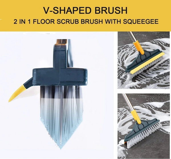 justone choice 2 IN 1 Floor Brush Scrubber with Long Handle Plastic Wet and Dry Brush  (Multicolor)