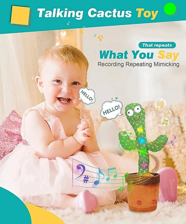 Dancing Cactus Talking Toy, Cactus Plush,Wriggle & Singing Recording Repeat Toy  (Multicolor)