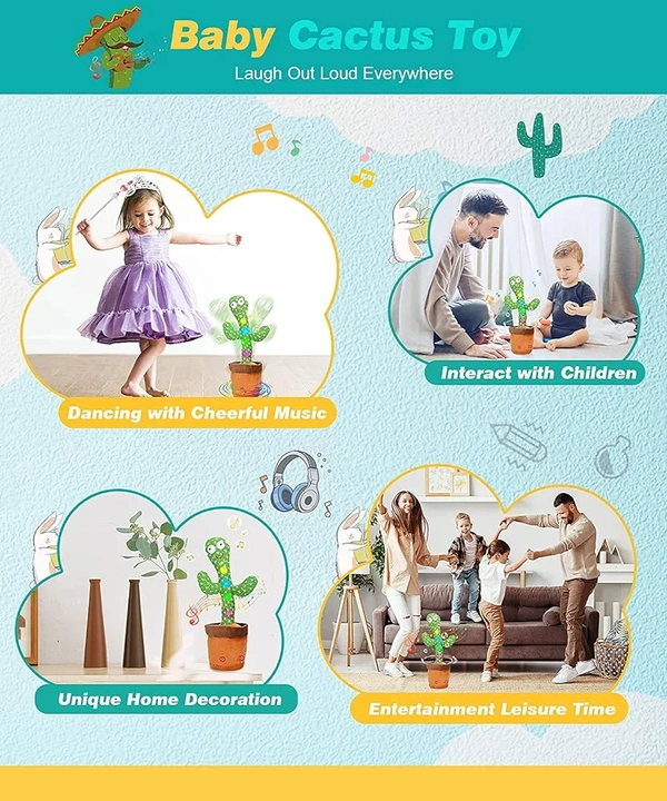 Dancing Cactus Talking Toy, Cactus Plush,Wriggle & Singing Recording Repeat Toy  (Multicolor)