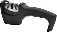 Premium Chef Knife Sharpener, Professional Kitchen Chef 4 Slot Design, Manual Knife Sharpener Kit, black, medium - Black