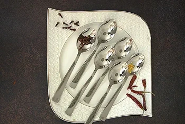 Stainless Steel Spoon Set of 12, Table Spoon Length 16.5 cm, Great Housewarming Gift, Food Grade Silverware for Home, Kitchen or Restaurant - Mirror Polished, 12 Silver Spoons