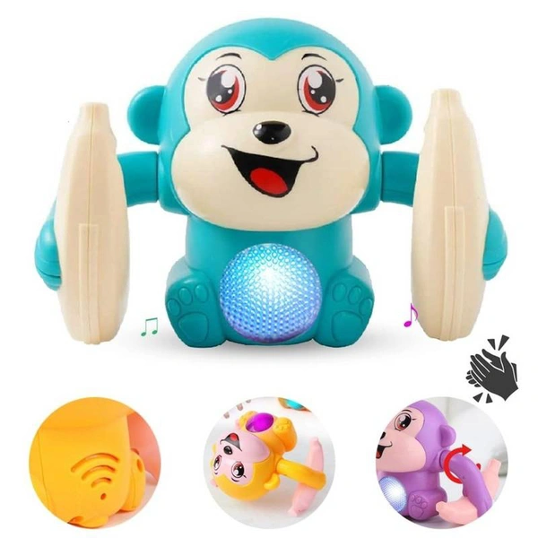 Tumbling Monkey Banana Musical Toy With Voice Control Sensor Light Effects 