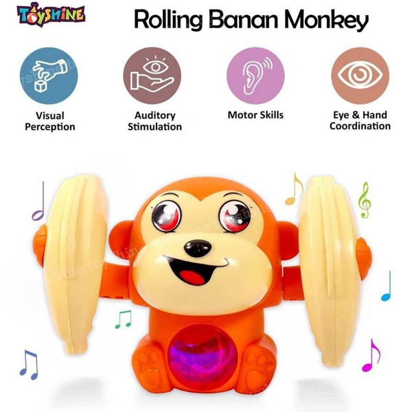Tumbling Monkey Banana Musical Toy With Voice Control Sensor Light Effects 