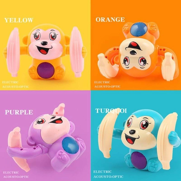 Tumbling Monkey Banana Musical Toy With Voice Control Sensor Light Effects 