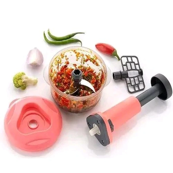 Hand Press Vegetable Chopper With Grinder Mixer – 800ml