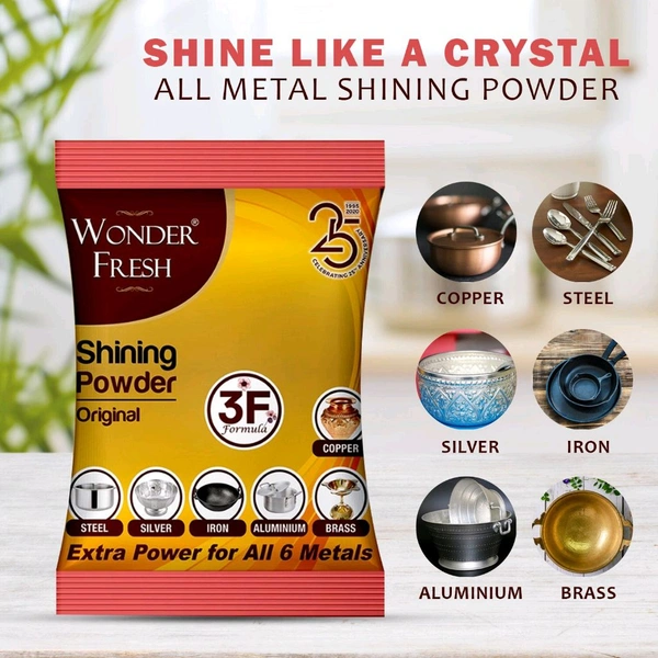  Shining Powder, Cleans and Polishes Copper, Brass, Silver, Aluminum, Iron, and Steel, Removes Tarnish and Oxidation (200 GM) 