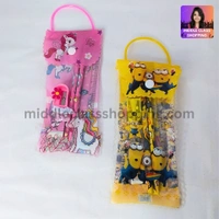 Kids Cute Gift Pouch With 2 Pencils, 1 Sharpner, 1 Eraser And 1 Scale MC487