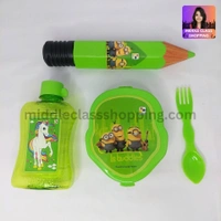 High Quality 3 in 1 Kids Special Combo Set With Pencil Box, Snacks or Tiffin Box With Spoon And Water Bottle