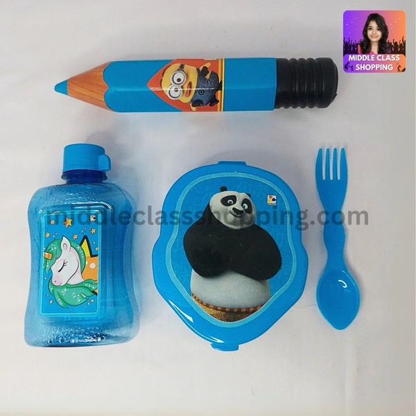 High Quality 3 in 1 Kids Special Combo Set With Pencil Box, Snacks or Tiffin Box With Spoon And Water Bottle