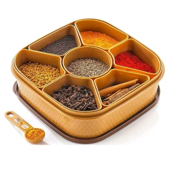 Premium Masala and Grocery Box With 7 Divisions And Spoon