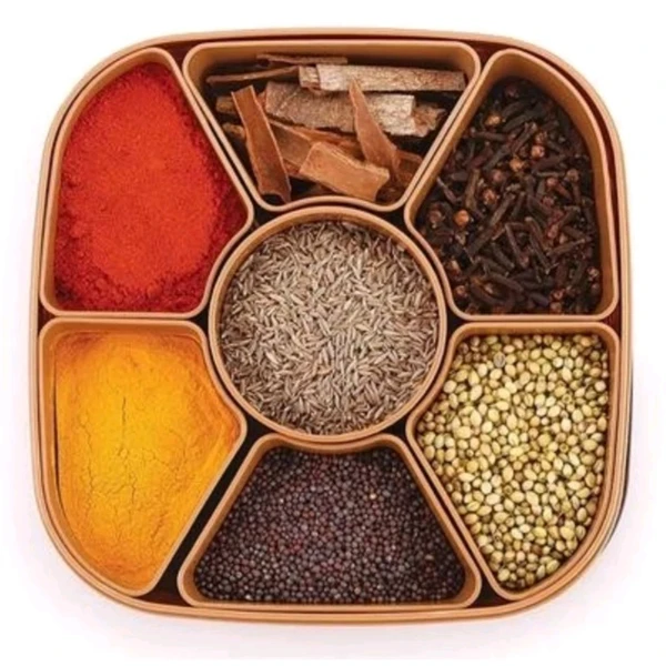 Premium Masala and Grocery Box With 7 Divisions And Spoon