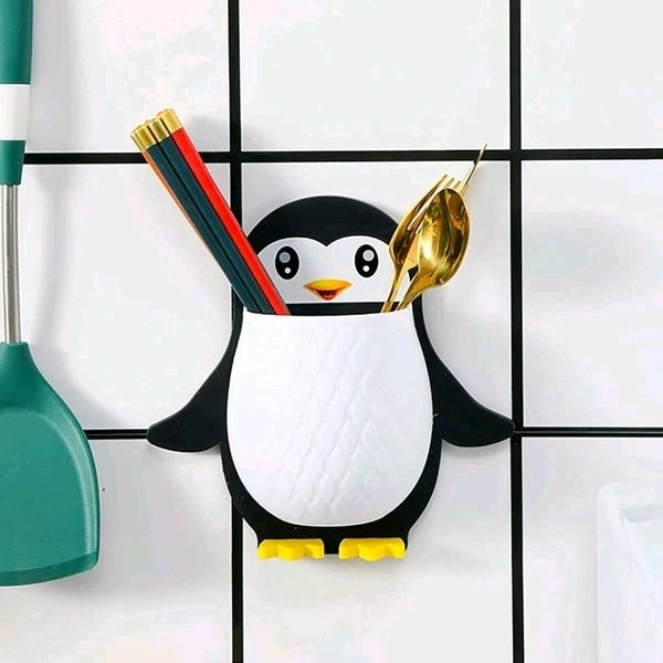 Cute Penguin Shaped Self Adhesive Tooth Brush, Kitchen Items Holder MC035