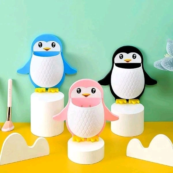 Cute Penguin Shaped Self Adhesive Tooth Brush, Kitchen Items Holder MC035