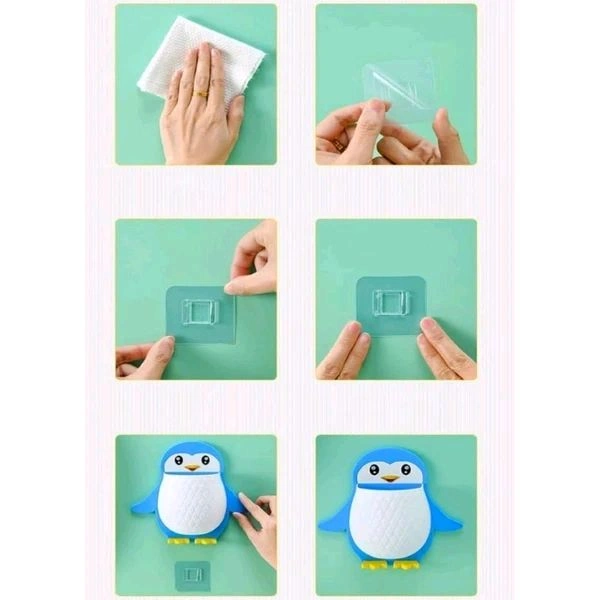 Cute Penguin Shaped Self Adhesive Tooth Brush, Kitchen Items Holder MC035