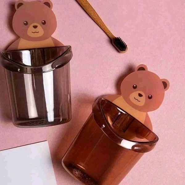 Cute Teddy Bear Wall Sticky Toothbrush Holder MC044